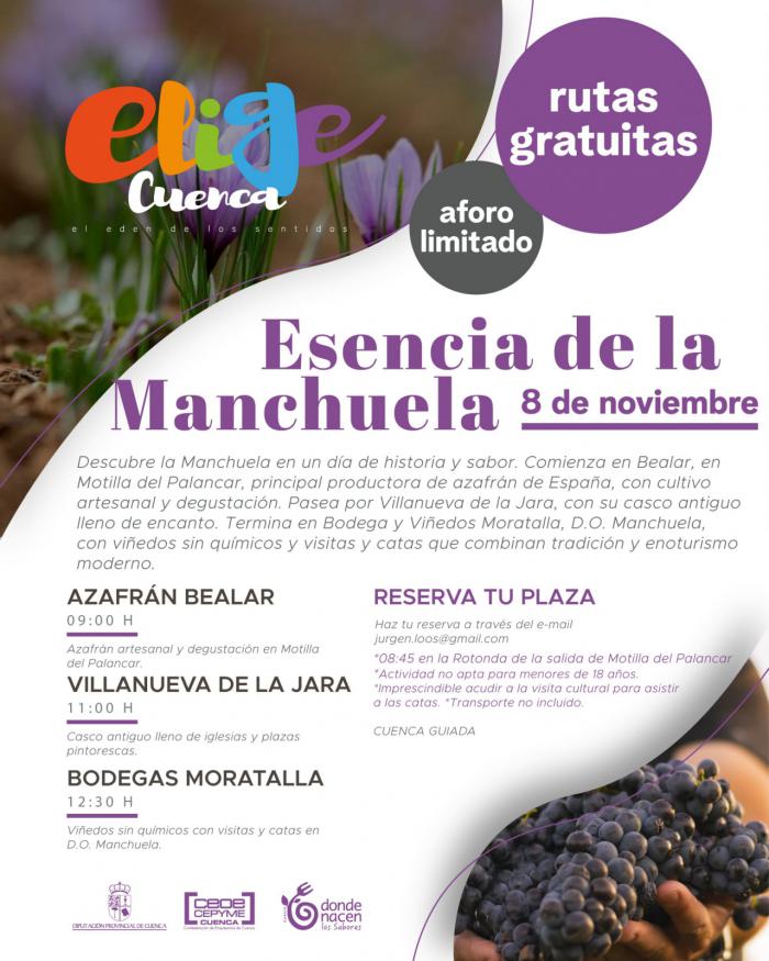 Elige Cuenca repite este sábado 8 de noviembre la ruta ‘Esencia de La Manchuela’ para disfrutar de patrimonio y sabores conquenses