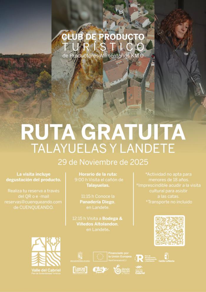 Ruta gratuita el 29 de noviembre para descubrir el Cañón de Talayuelas y los sabores tradicionales de Landete