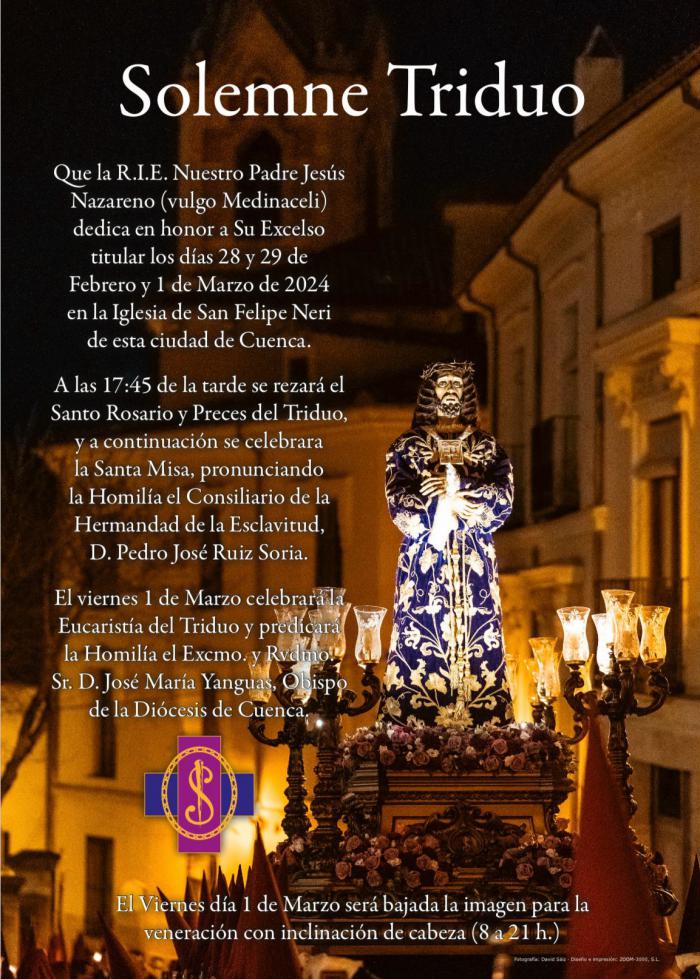 La Hermandad de Nuestro Padre Jesús Nazareno (vulgo Medinaceli) celebra la veneración de la talla este viernes, 1 de marzo