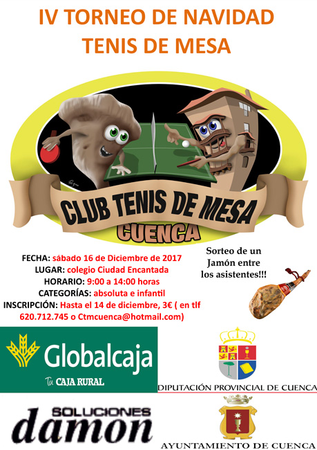 El IV torneo de Navidad de Tenis de Mesa será el 16 de Diciembre