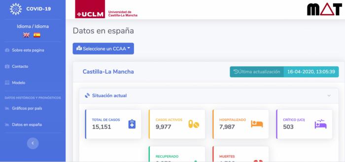 La UCLM desarrolla una web que permite visualizar y monitorizar el avance de la COVID-19 por países y comunidades autónomas