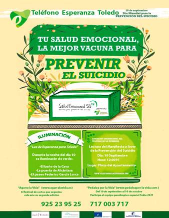 Toledo se iluminará de verde por el Día Mundial para la Prevención del Suicidio