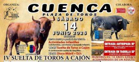 La Plaza de Toros de Cuenca acogerá este sábado la IV Suelta de Toros al Cajón con actividades para toda la familia