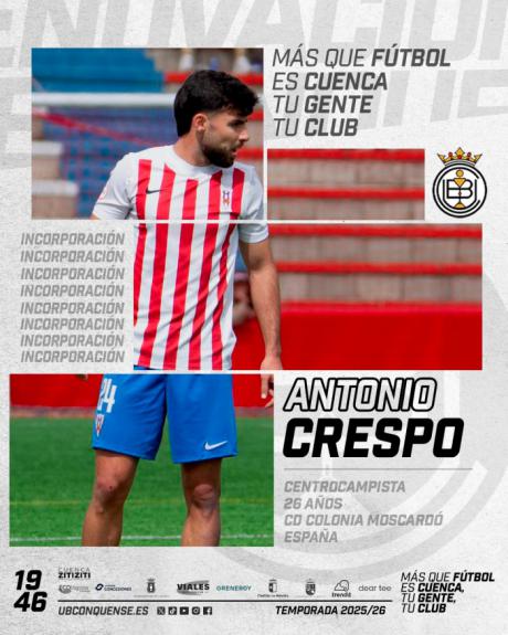 Antonio Crespo, nuevo refuerzo para la medular de la UB Conquense