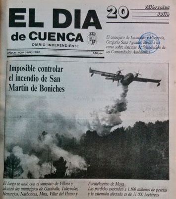 Recorte del diario El Día de Cuenca de 20 de julio de 1994